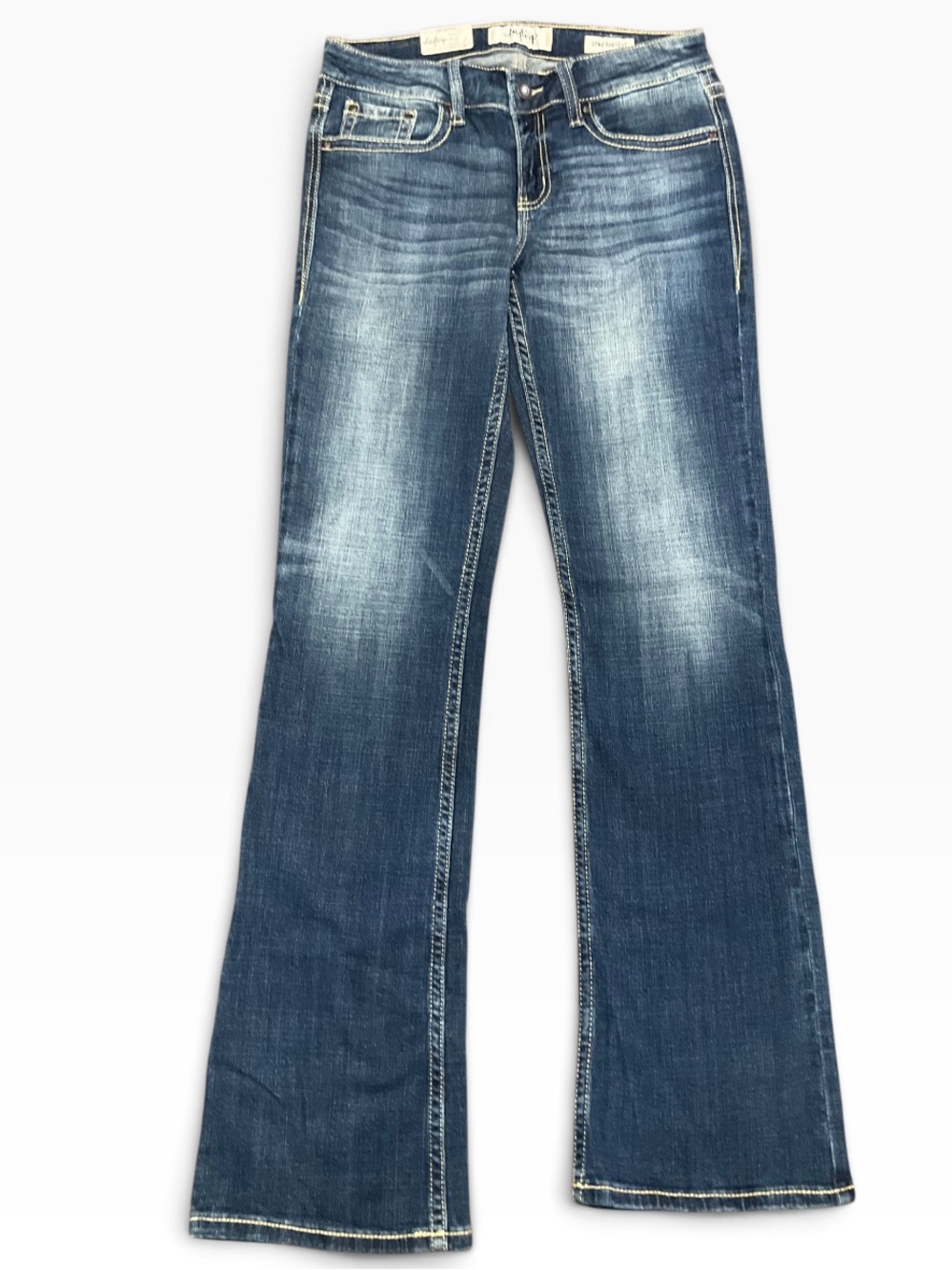 Daytrip Buckle Women’s Distressed Lynx Bootcut Flare Mid Rise Jeans Size 27 NWT